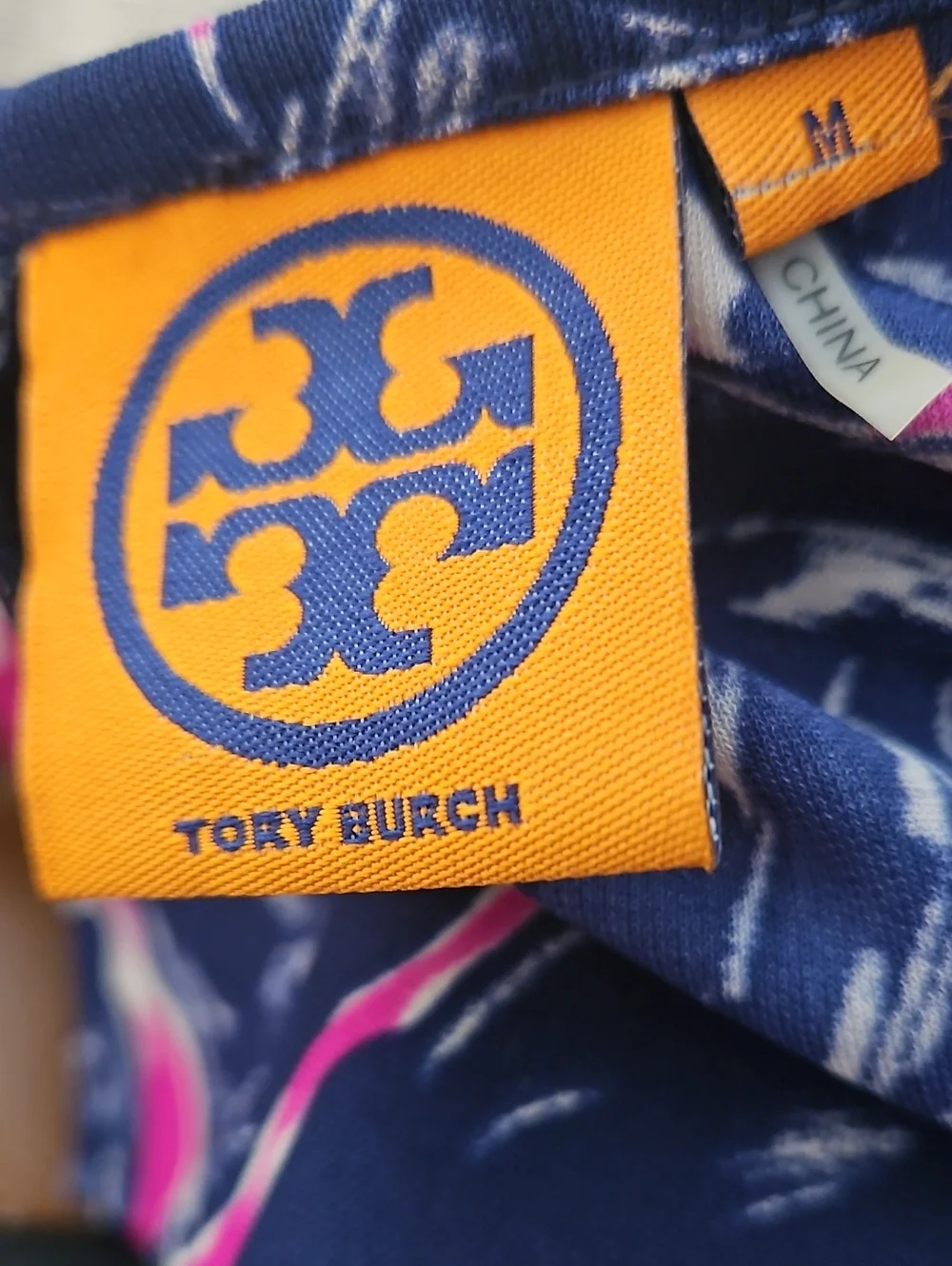 Tory Burch Flinnia Dress Wild Orchid Navy Pink Abstract Circle Size M